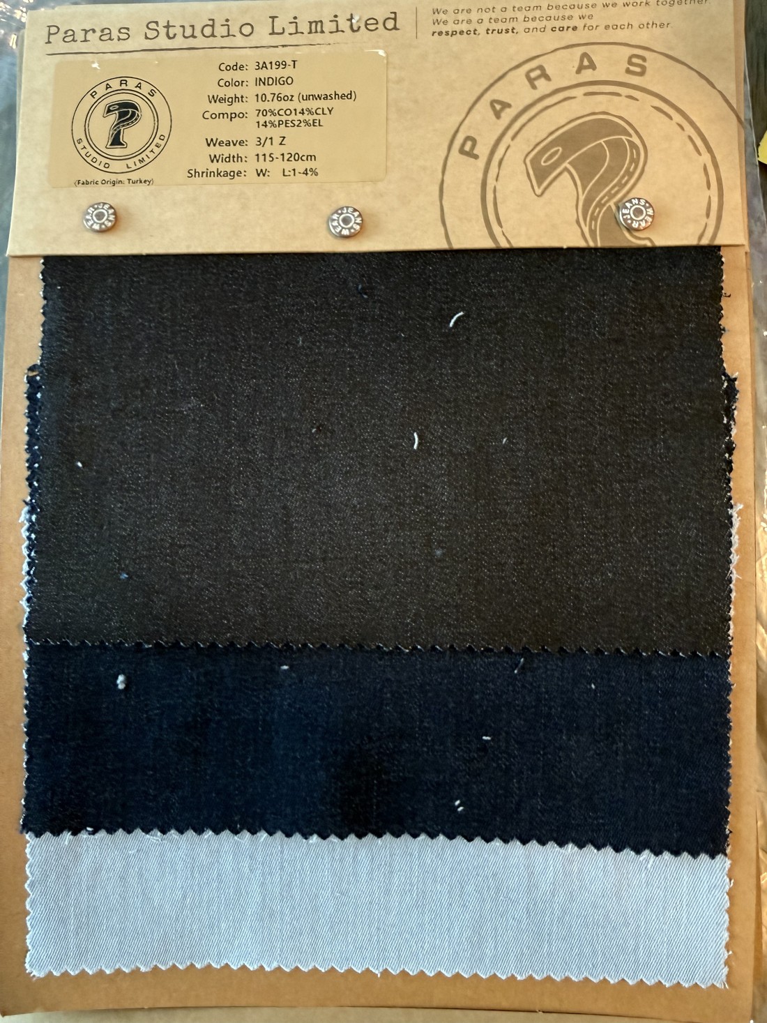 PSL fabric swatch card 3A199-T, Indigo (Gradient), Turkey